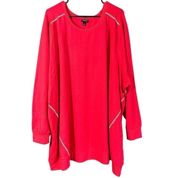 Torrid Ultra Soft Fleece Crew Neck Trim Studded Rhinestone Detail Sweatshirt - Picture 2 of 6